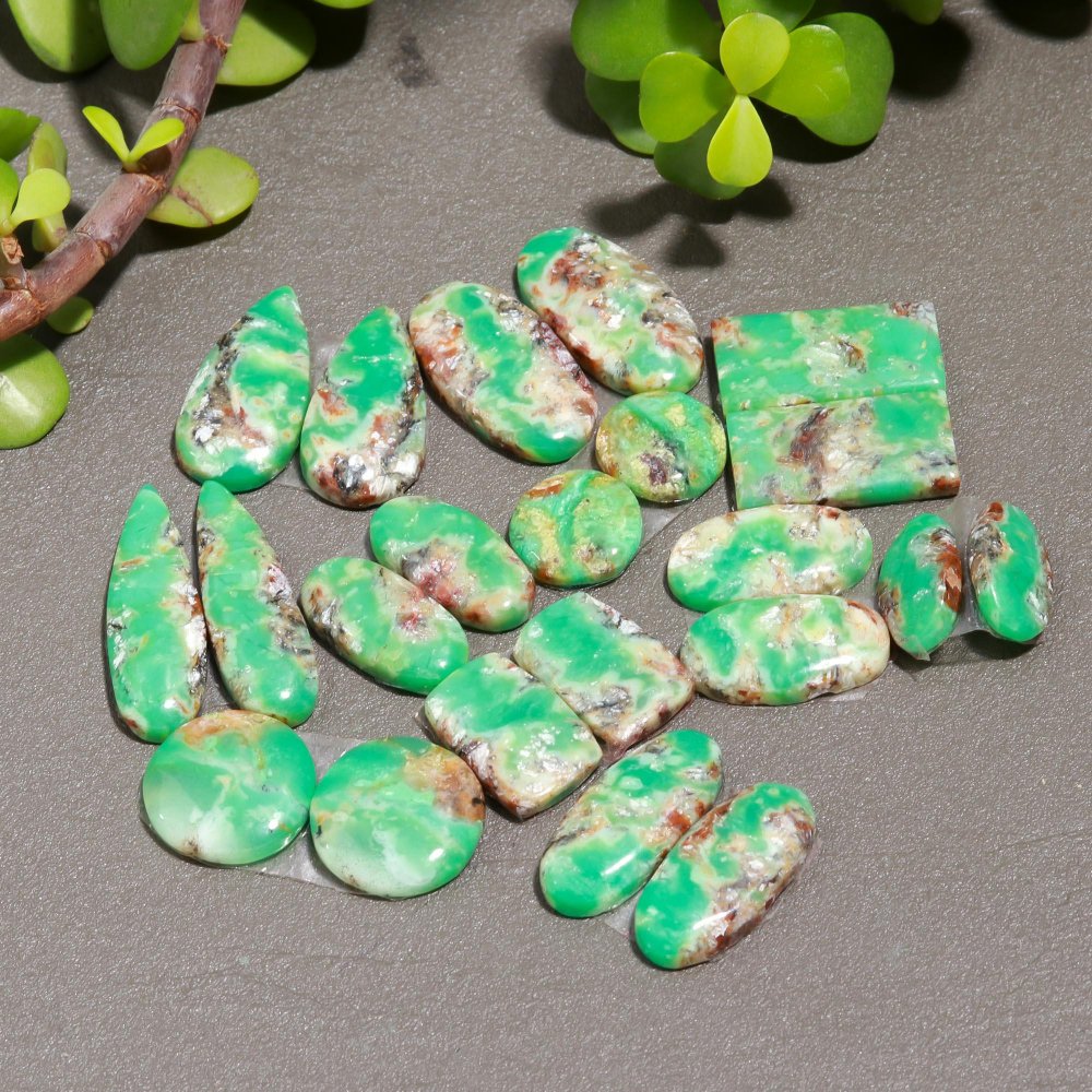 11 Pair 144 Cts Natural Chrysoprase Cabochon Pairs Gemstone, Green Chrysoprase Loose Gemstone Earring Pairs 11x22-11x11mm#12379