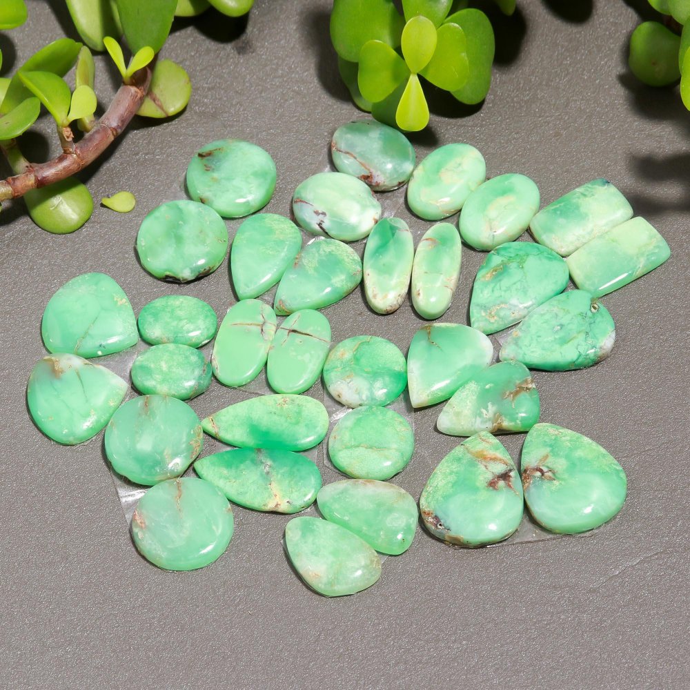 16 Pair 255 Cts Natural Chrysoprase Cabochon Pairs Gemstone, Green Chrysoprase Loose Gemstone Earring Pairs 11x22-10x13mm#12381