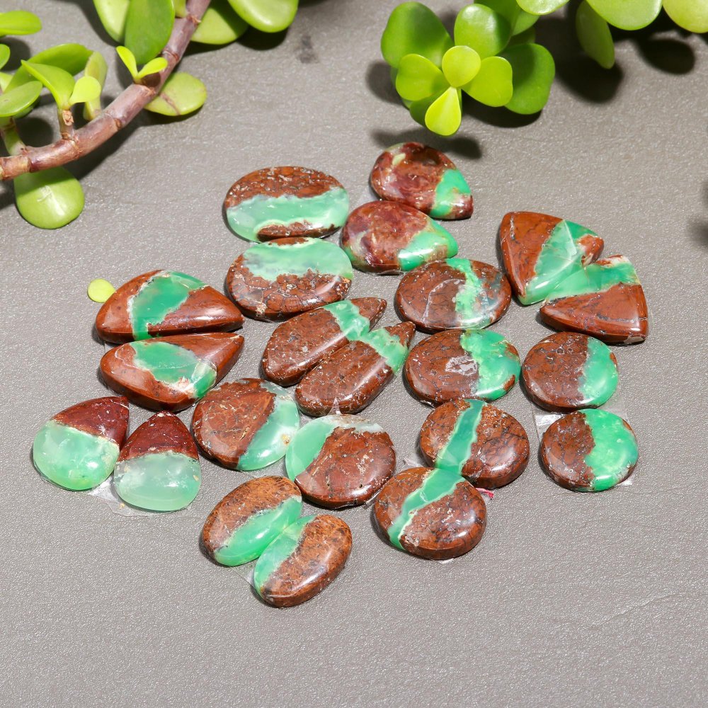 11 Pair 221 Cts Natural Chrysoprase Cabochon Pairs Gemstone, Green Chrysoprase Loose Gemstone Earring Pairs 13x23-15x15mm#12383