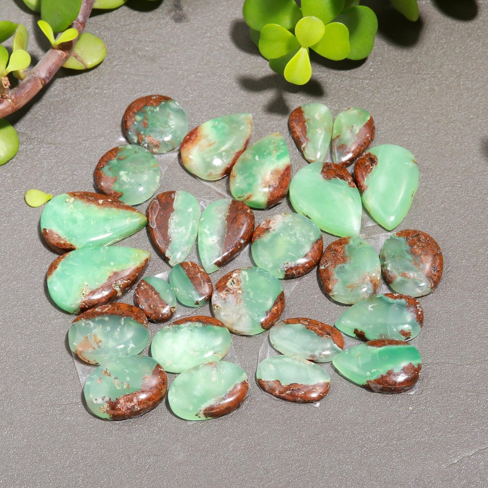 13 Pair 197 Cts Natural Chrysoprase Cabochon Pairs Gemstone, Green Chrysoprase Loose Gemstone Earring Pairs 14x23-8x10mm#12384