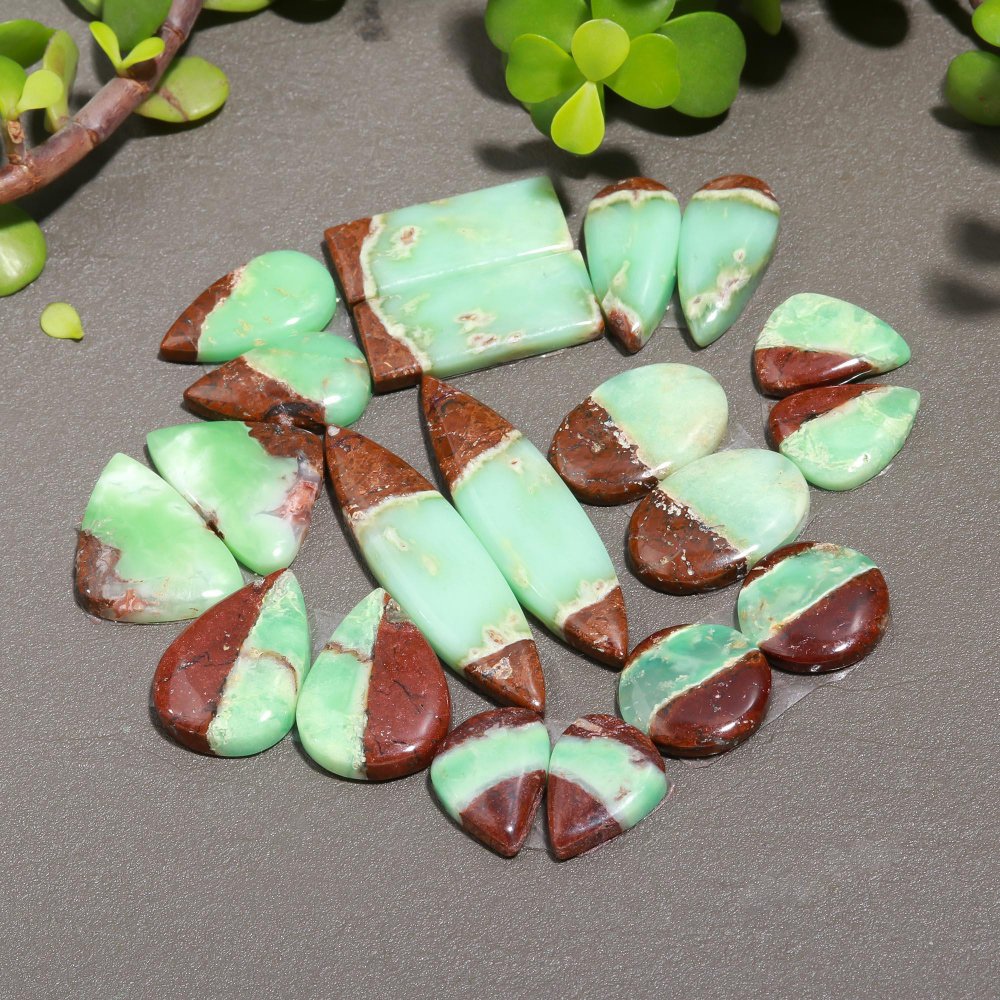 10 Pair 232 Cts Natural Chrysoprase Cabochon Pairs Gemstone, Green Chrysoprase Loose Gemstone Earring Pairs 10x46-13x17mm#12385