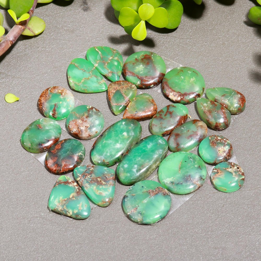 11 Pair 185 Cts Natural Chrysoprase Cabochon Pairs Gemstone, Green Chrysoprase Loose Gemstone Earring Pairs 13x25-11x14mm#12386