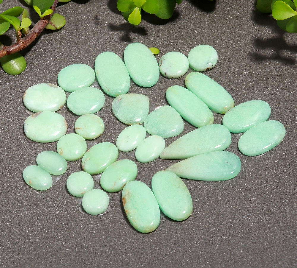 14 Pair 277 Cts Natural Chrysoprase Cabochon Pairs Gemstone, Green Chrysoprase Loose Gemstone Earring Pairs 14x33-11x11mm#12391