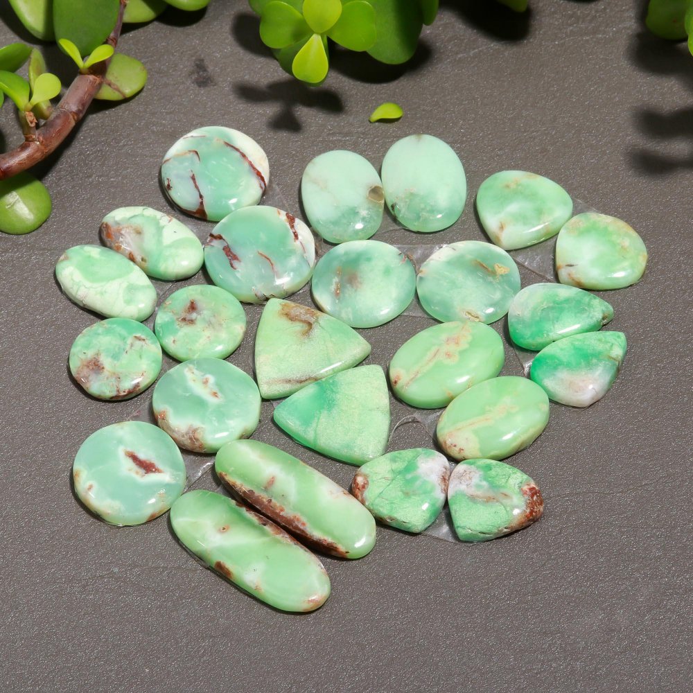 12 Pair 220 Cts Natural Chrysoprase Cabochon Pairs Gemstone, Green Chrysoprase Loose Gemstone Earring Pairs 11x30-12x17mm#12392