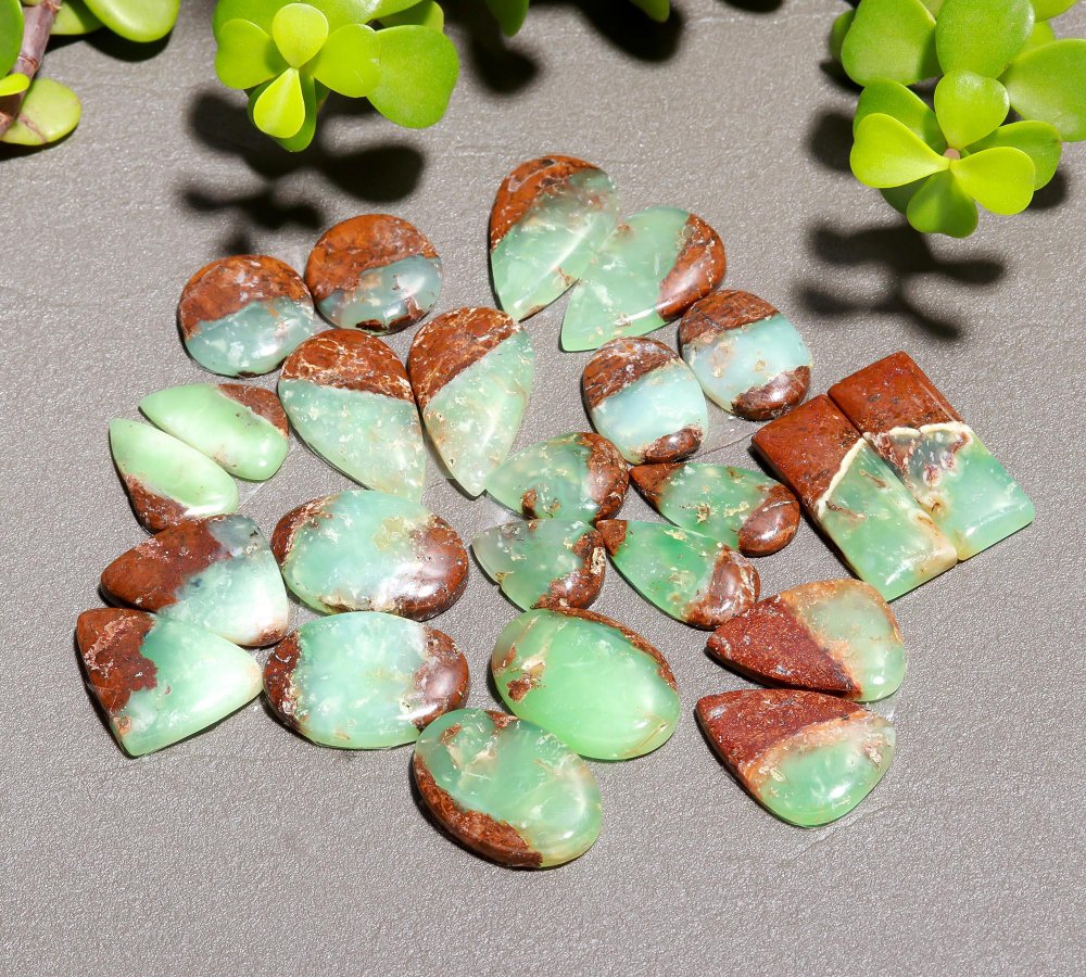 12 Pair 280 Cts Natural Chrysoprase Cabochon Pairs Gemstone, Green Chrysoprase Loose Gemstone Earring Pairs 10x28-12x15mm#12398