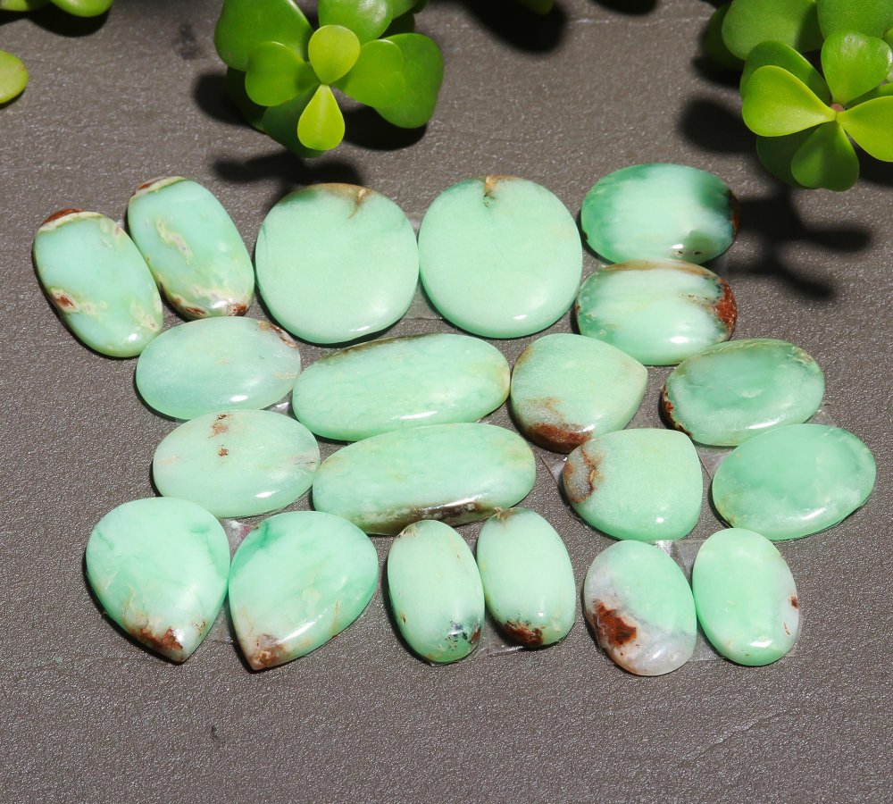 10 Pair 245 Cts Natural Chrysoprase Cabochon Pairs Gemstone, Green Chrysoprase Loose Gemstone Earring Pairs 14x27-11x19mm#12402