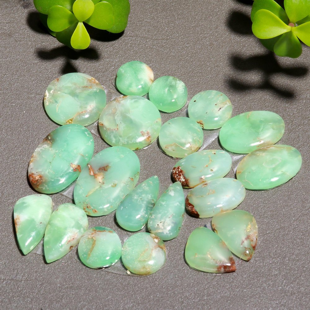 10 Pair 165 Cts Natural Chrysoprase Cabochon Pairs Gemstone, Green Chrysoprase Loose Gemstone Earring Pairs 15x25-11x11mm#12403