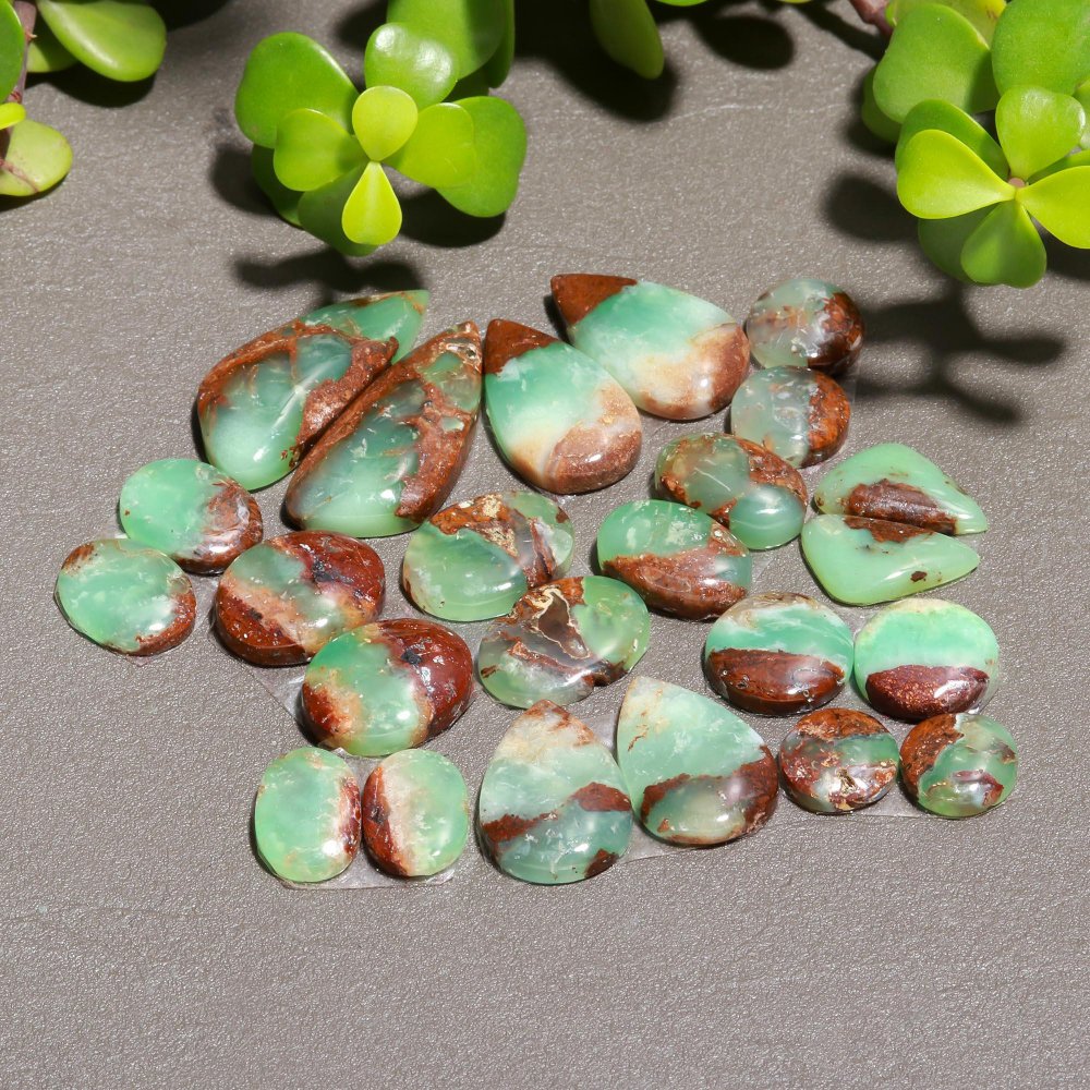 12 Pair 192 Cts Natural Chrysoprase Cabochon Pairs Gemstone, Green Chrysoprase Loose Gemstone Earring Pairs 13x30-11x11mm#12406