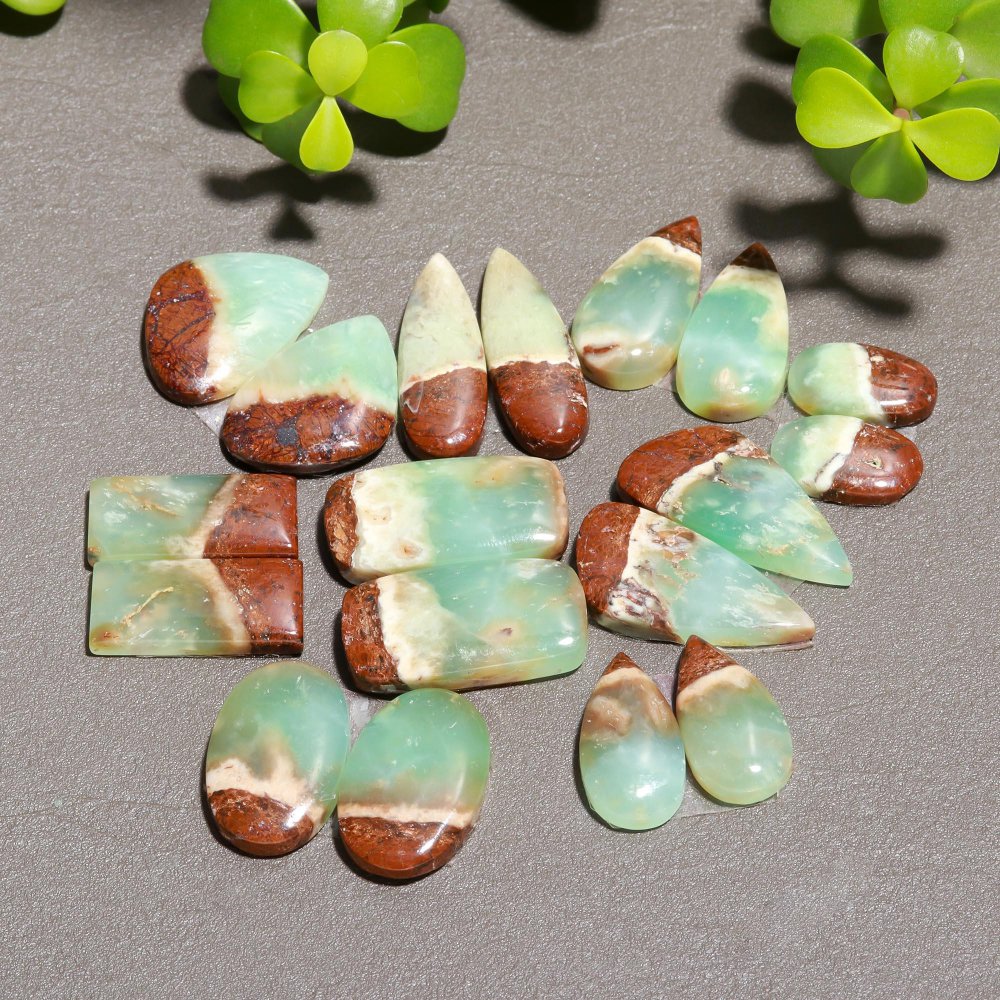 9 Pair 231 Cts Natural Chrysoprase Cabochon Pairs Gemstone, Green Chrysoprase Loose Gemstone Earring Pairs 14x28-10x16mm#12410