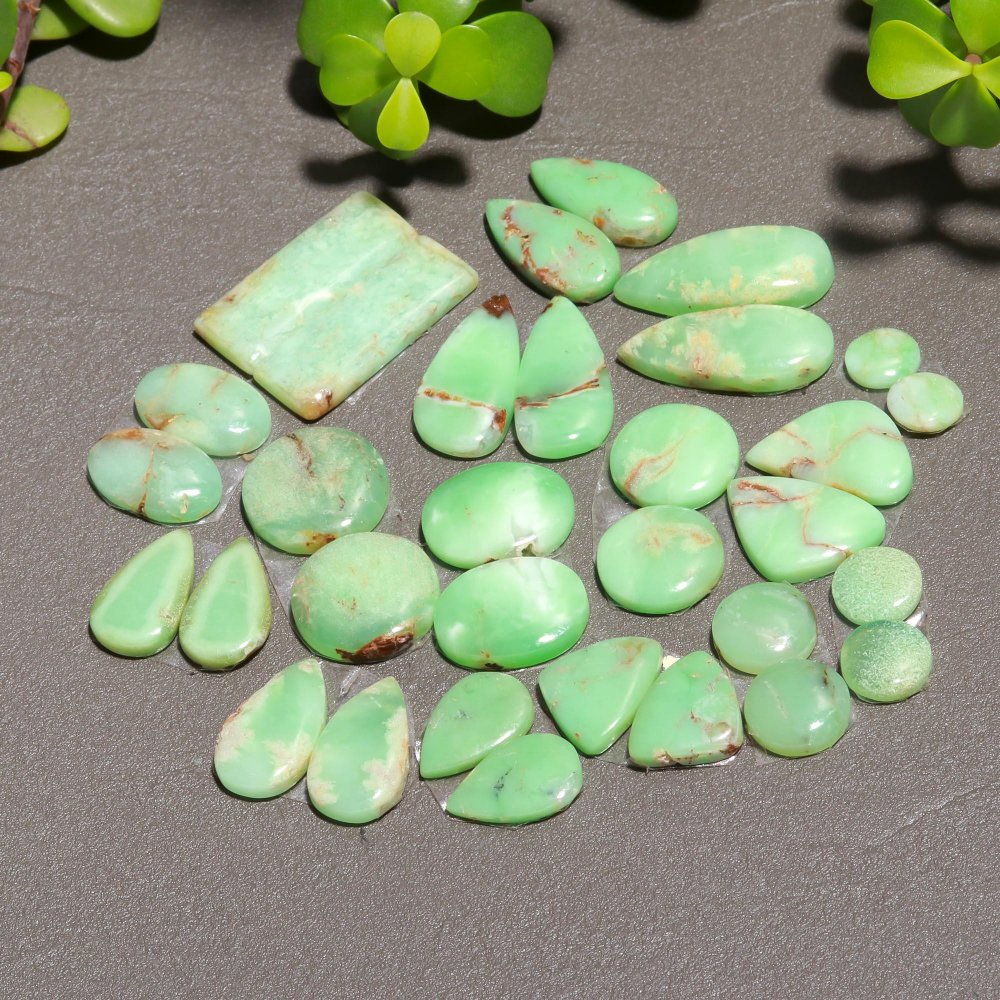 16 Pair 193 Cts Natural Chrysoprase Cabochon Pairs Gemstone, Green Chrysoprase Loose Gemstone Earring Pairs 9x27-8x8mm#12414