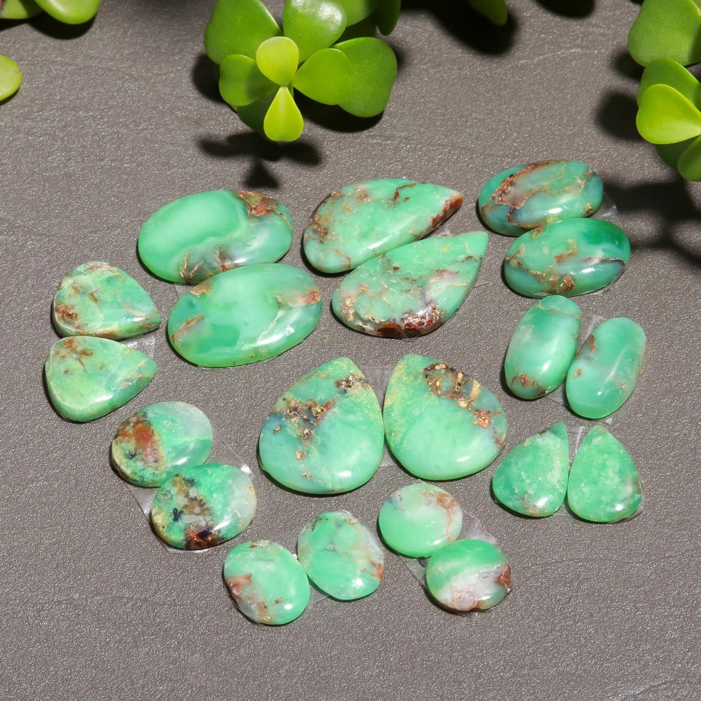 10 Pair 165 Cts Natural Chrysoprase Cabochon Pairs Gemstone, Green Chrysoprase Loose Gemstone Earring Pairs 15x25-10x15mm#12415