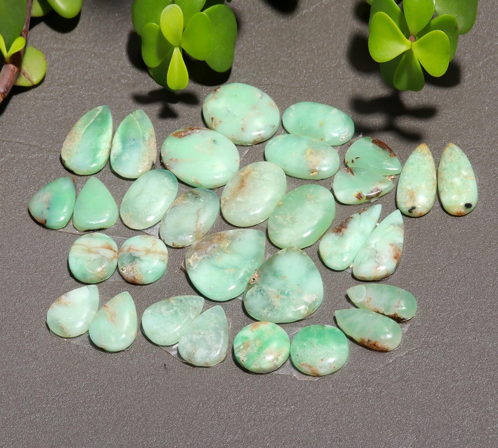 15 Pair 290 Cts Natural Chrysoprase Cabochon Pairs Gemstone, Green Chrysoprase Loose Gemstone Earring Pairs 10x25-9x19mm#12419