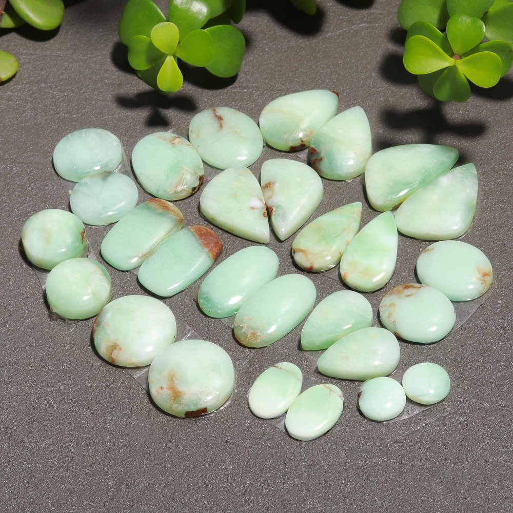 14 Pair 260 Cts Natural Chrysoprase Cabochon Pairs Gemstone, Green Chrysoprase Loose Gemstone Earring Pairs 15x24-10x10mm#12420