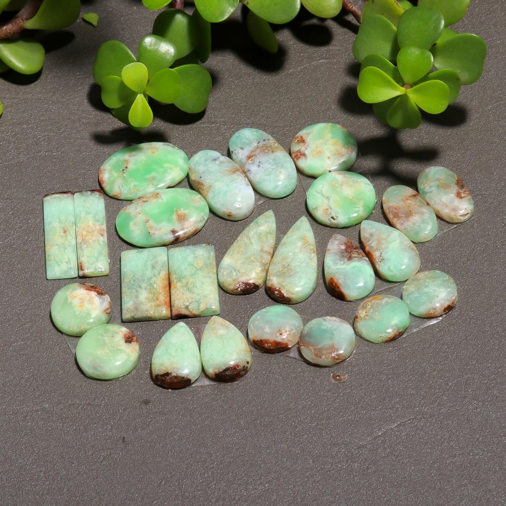 12 Pair 210 Cts Natural Chrysoprase Cabochon Pairs Gemstone, Green Chrysoprase Loose Gemstone Earring Pairs 7x25-13x13mm#12421