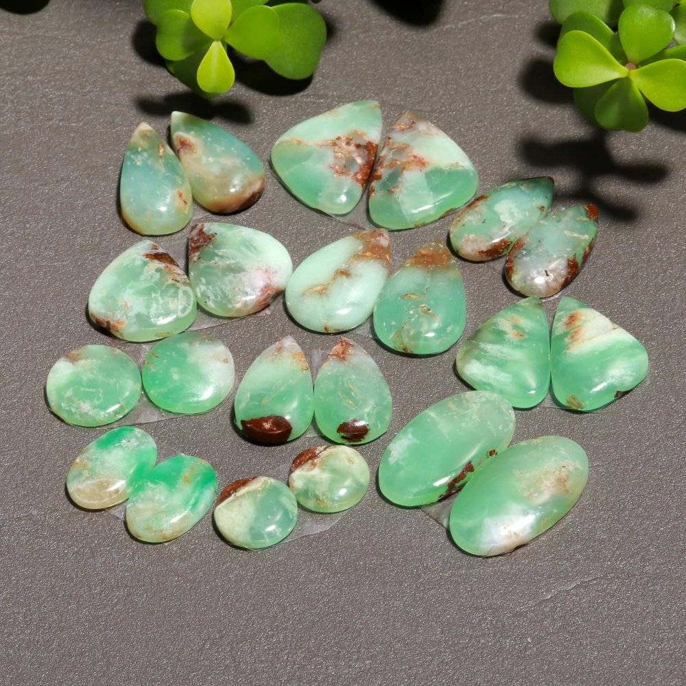 11 Pair 205 Cts Natural Chrysoprase Cabochon Pairs Gemstone, Green Chrysoprase Loose Gemstone Earring Pairs 13x25-12x12mm#12422