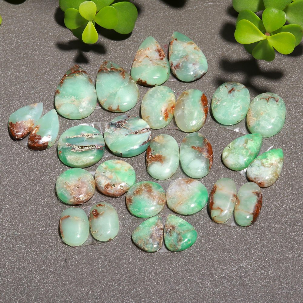 13 Pair 216 Cts Natural Chrysoprase Cabochon Pairs Gemstone, Green Chrysoprase Loose Gemstone Earring Pairs 13x23-11x14mm#12424