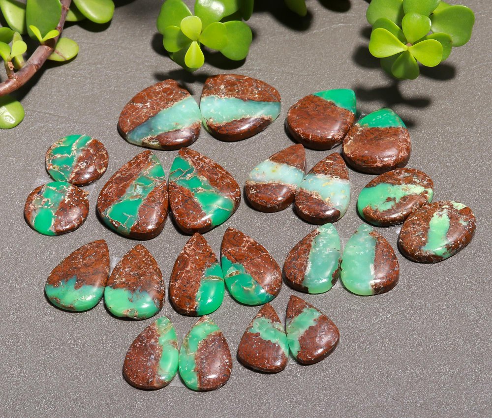 11 Pair 397 Cts Natural Chrysoprase Cabochon Pairs Gemstone, Green Chrysoprase Loose Gemstone Earring Pairs 21x31-13x23mm#12427