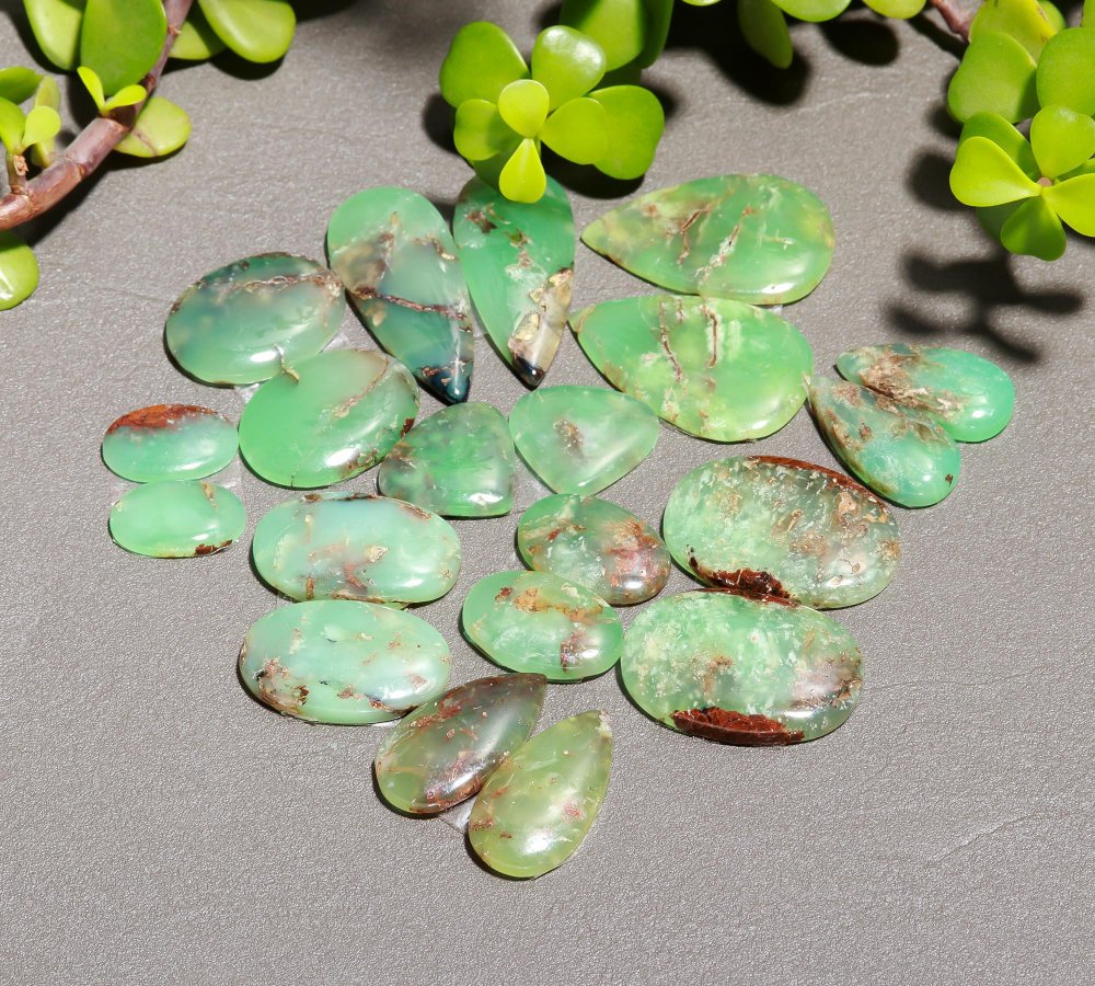 10 Pair 295 Cts Natural Chrysoprase Cabochon Pairs Gemstone, Green Chrysoprase Loose Gemstone Earring Pairs 15x35-10x17mm#12430