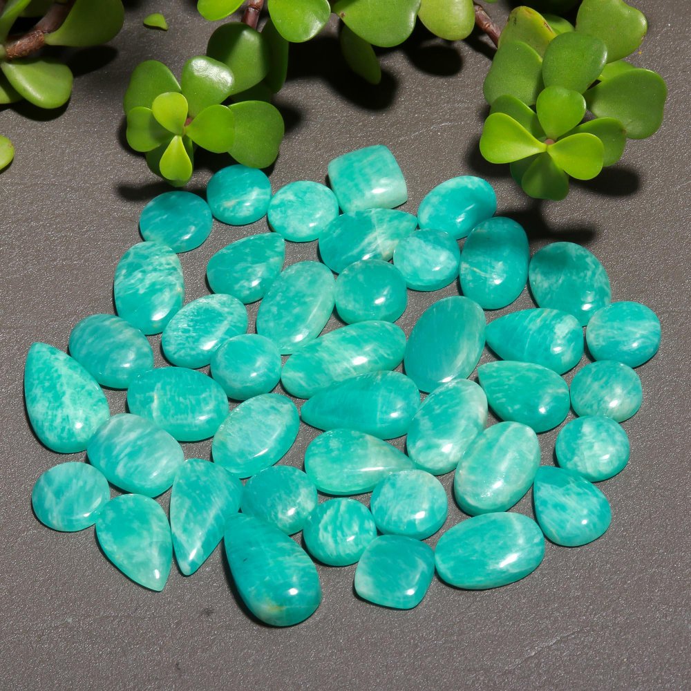 41 Pcs 377 Cts Natural Green Amazonite Cabochon Gemstone Lot,  Amazonite Jewelry Making Gemstone 11X15-13X19mm #12461