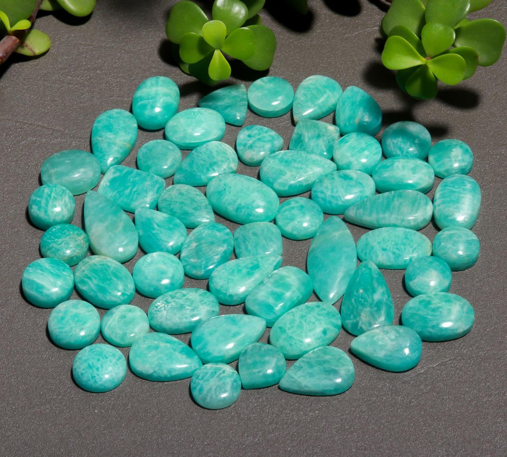 51 Pcs 447 Cts Natural Green Amazonite Cabochon Gemstone Lot,  Amazonite Jewelry Making Gemstone 12X29-12X12mm #12466