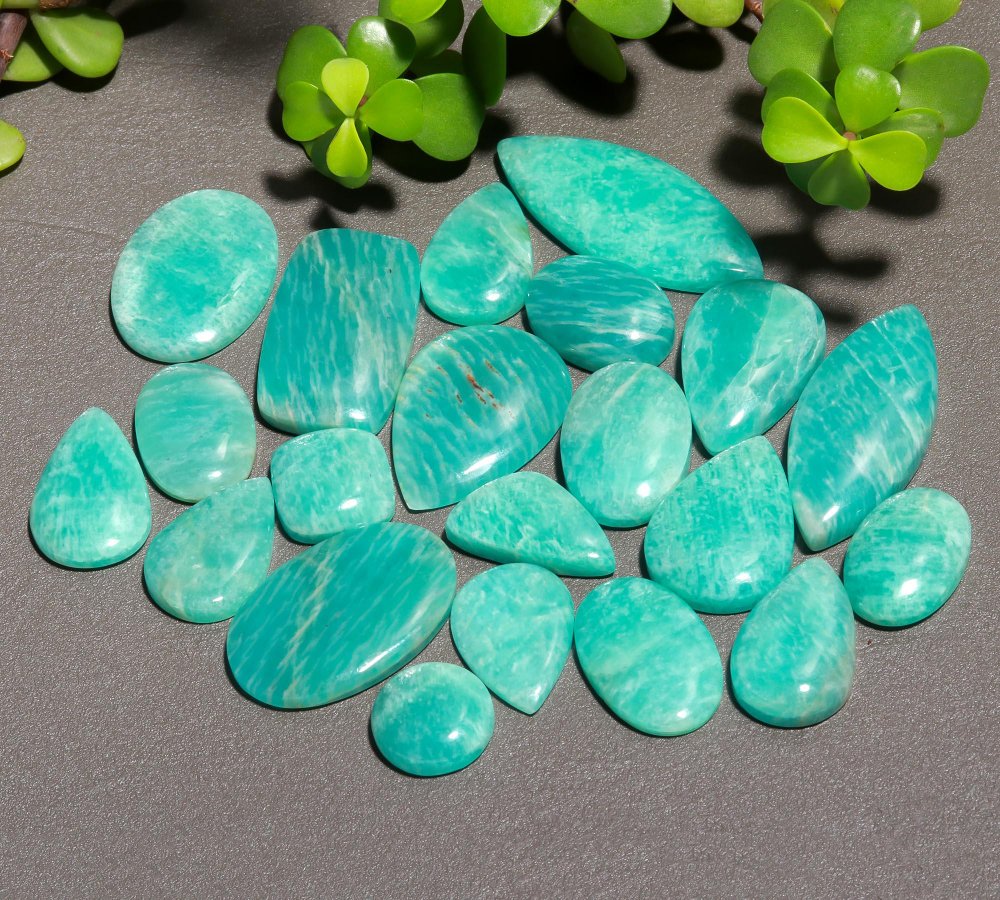 21 Pcs 483 Cts Natural Green Amazonite Cabochon Gemstone Lot,  Amazonite Jewelry Making Gemstone 19X45-15X16mm #12480