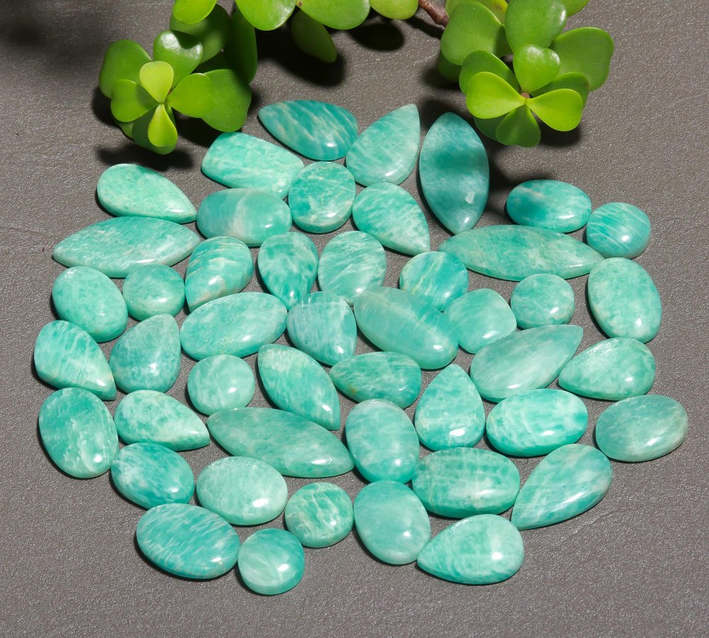 47 Pcs 470 Cts Natural Green Amazonite Cabochon Gemstone Lot,  Amazonite Jewelry Making Gemstone 13X90-11X17mm #12483