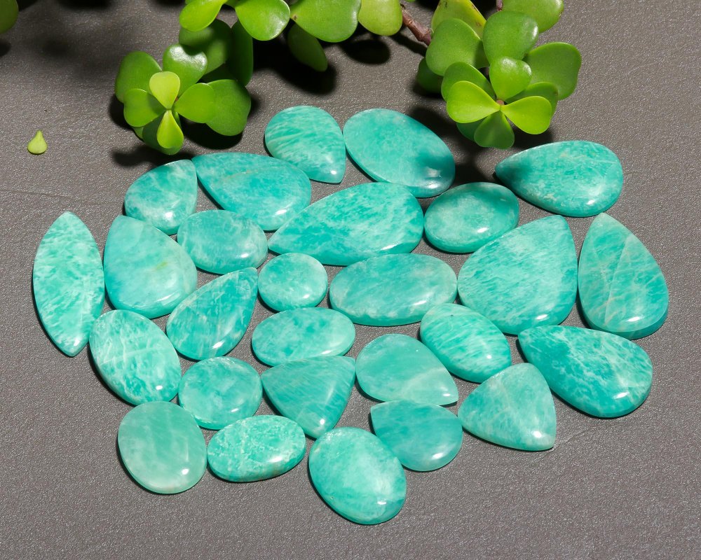 27 Pcs 486 Cts Natural Green Amazonite Cabochon Gemstone Lot,  Amazonite Jewelry Making Gemstone 20X34-14X14mm #12484