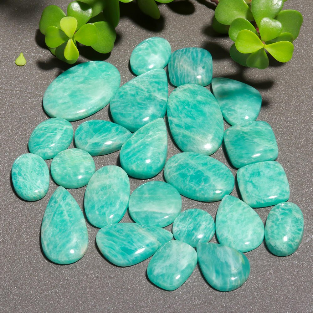 23 Pcs 452 Cts Natural Green Amazonite Cabochon Gemstone Lot,  Amazonite Jewelry Making Gemstone 20X33-13X19mm #12485