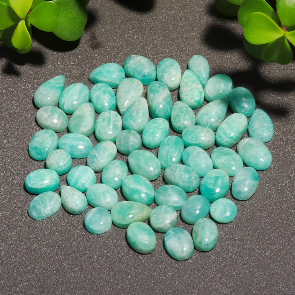 51 Pcs 126 Cts Natural Green Amazonite Cabochon Gemstone Lot,  Amazonite Jewelry Making Gemstone 22X34-13X18mm #12487