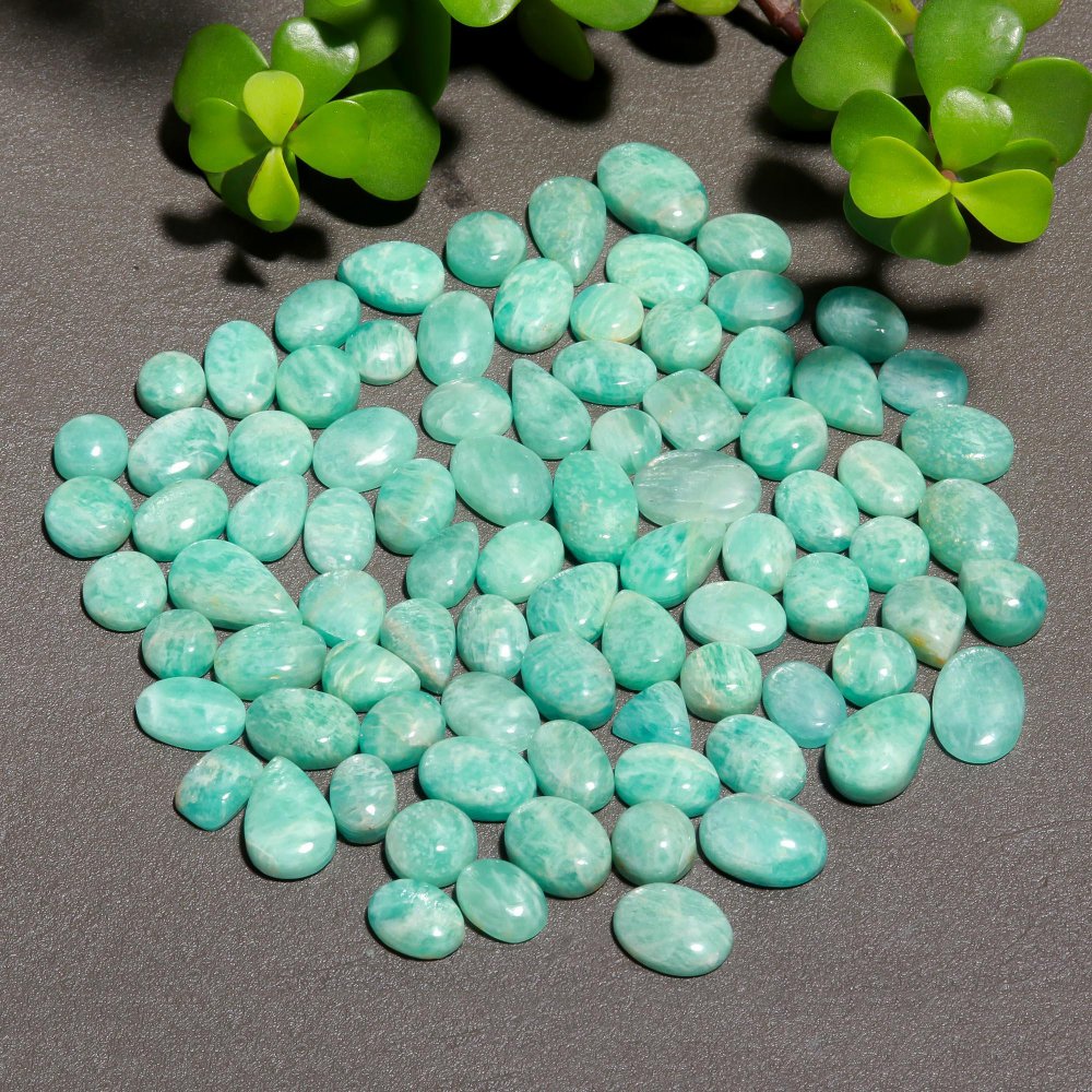 86 Pcs 286 Cts Natural Green Amazonite Cabochon Gemstone Lot,  Amazonite Jewelry Making Gemstone 9X14-7X9mm #12488