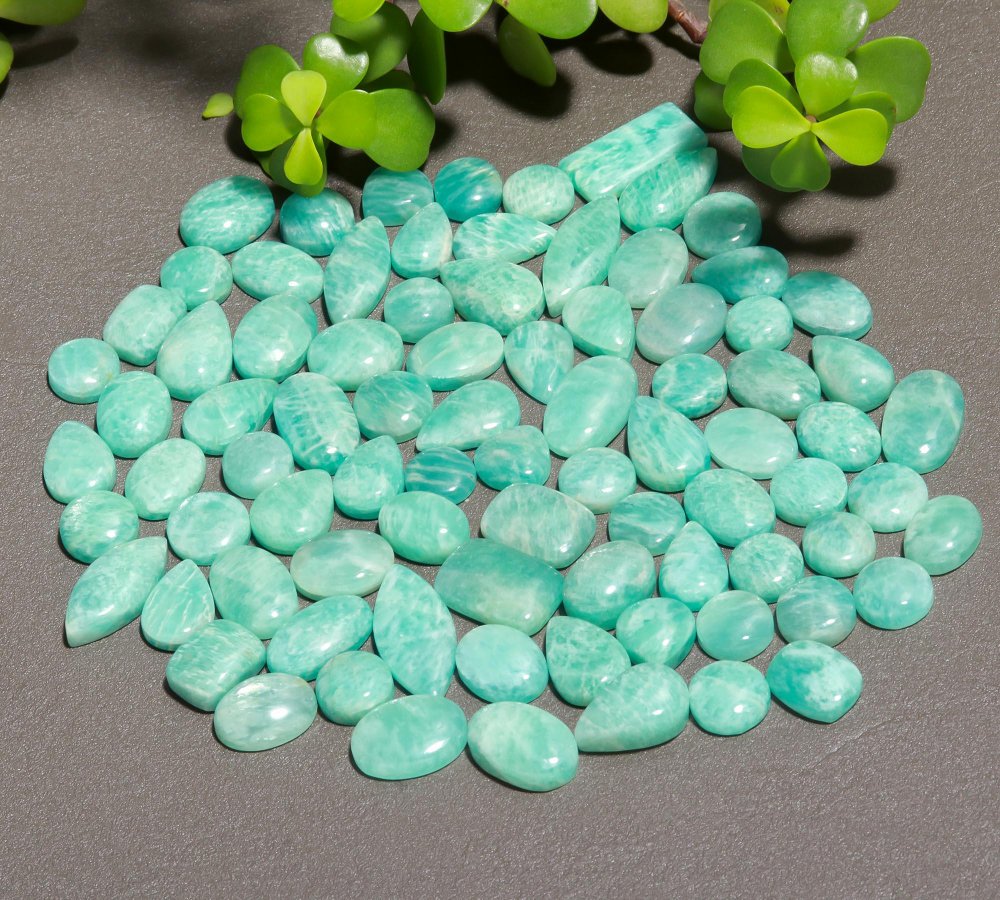 84 Pcs 478 Cts Natural Green Amazonite Cabochon Gemstone Lot,  Amazonite Jewelry Making Gemstone 10X20-9X12mm #12489