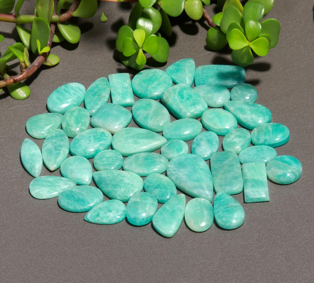 41 Pcs 701 Cts Natural Green Amazonite Cabochon Gemstone Lot,  Amazonite Jewelry Making Gemstone 20x55-14X22mm #12498