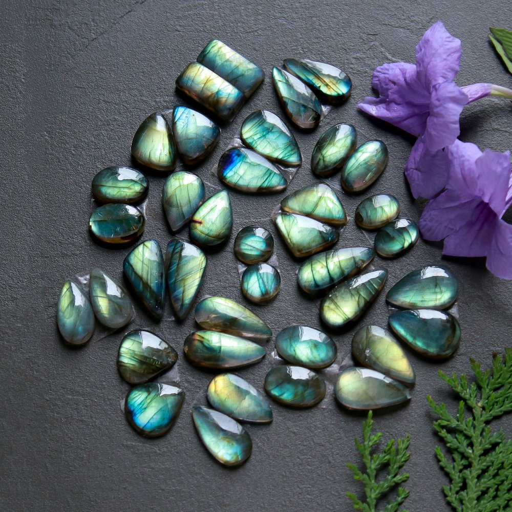 19 Pair 183 Cts  Natural Labradorite Pair Cabochon Multi Fire Gemstone Lot  Size 8x8-9x20mm #12524