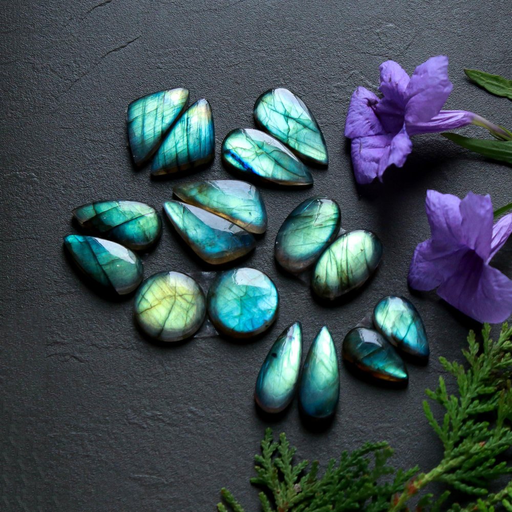 8 Pair 155 Cts  Natural Labradorite Pair Cabochon Multi Fire Gemstone Lot  Size 10x18-11x23mm #12529