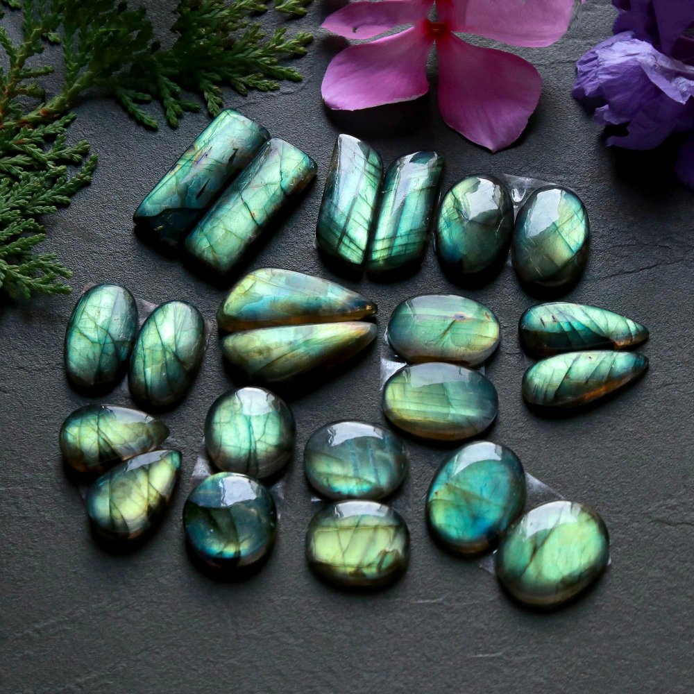 11 Pair 235 Cts  Natural Labradorite Pair Cabochon Multi Fire Gemstone Lot  Size 11x19-10x28mm #12540