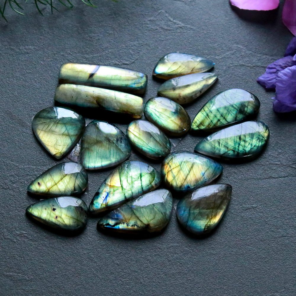 8 Pair 200 Cts  Natural Labradorite Pair Cabochon Multi Fire Gemstone Lot  Size 11x17-12x32mm #12548