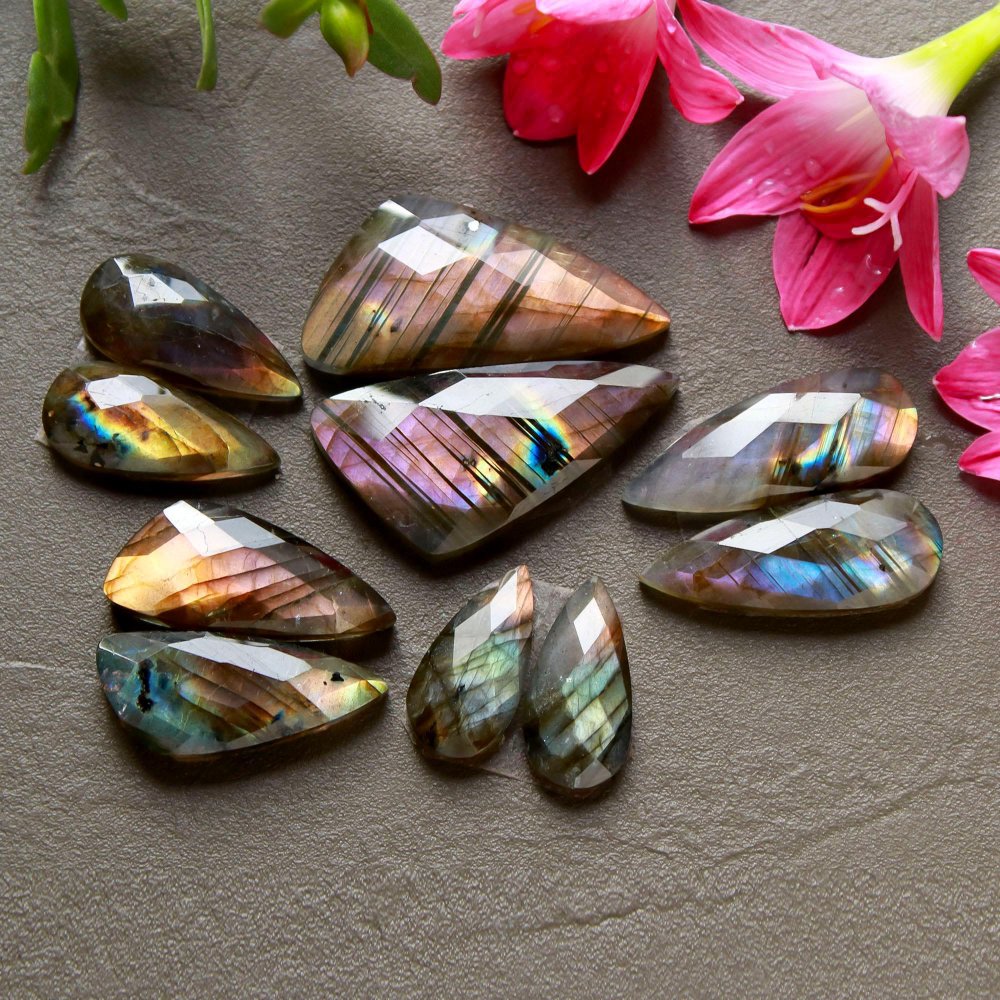 5 Pcs 109 Cts  Natural Labradorite Cut Gemstone, Labradorite Multi Fire Semi-Precious Healing Crystal Lots 6x13-14x31mm #12558