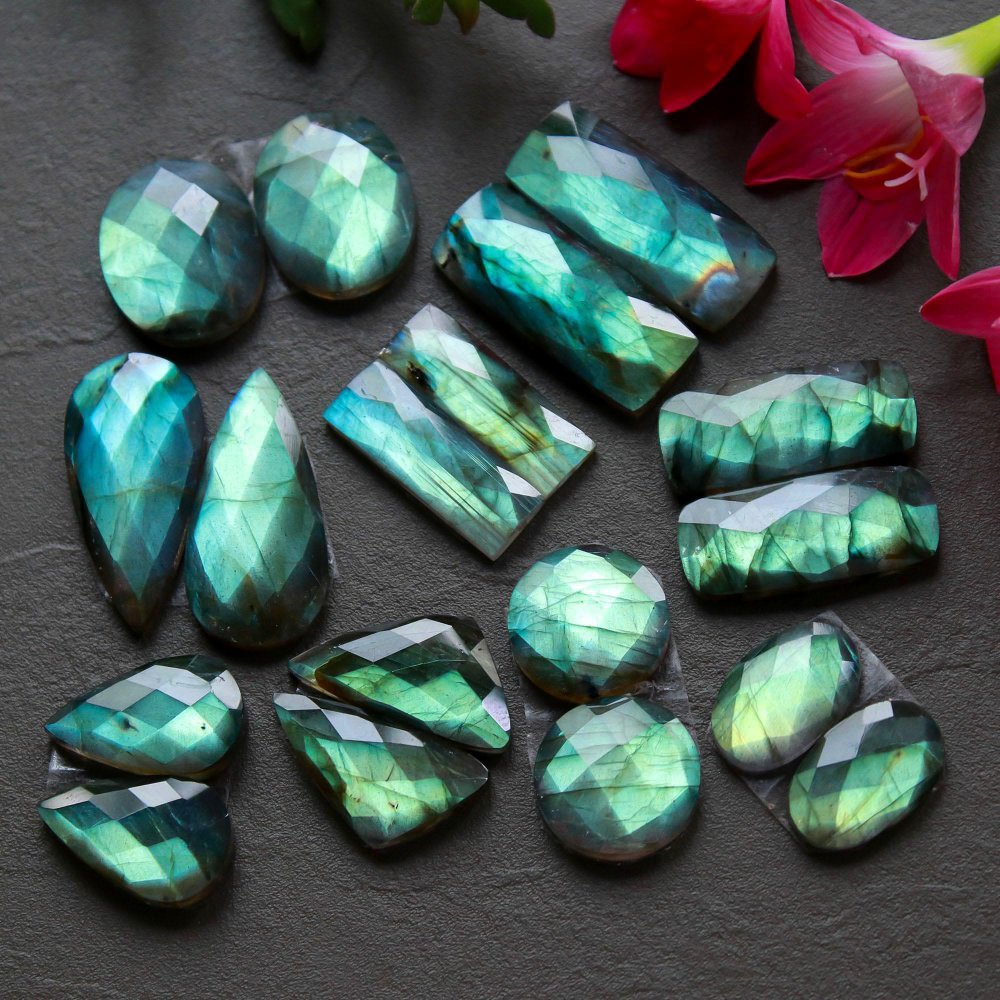 9 Pcs 181 Cts  Natural Labradorite Cut Gemstone, Labradorite Multi Fire Semi-Precious Healing Crystal Lots 10x14-12x29mm #12560