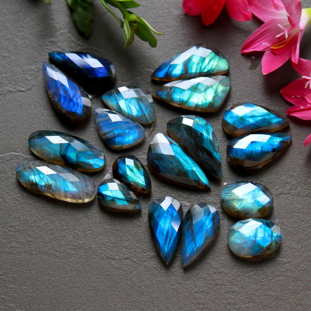 9 Pcs 171 Cts  Natural Labradorite Cut Gemstone, Labradorite Multi Fire Semi-Precious Healing Crystal Lots 9x13-11x24mm #12563