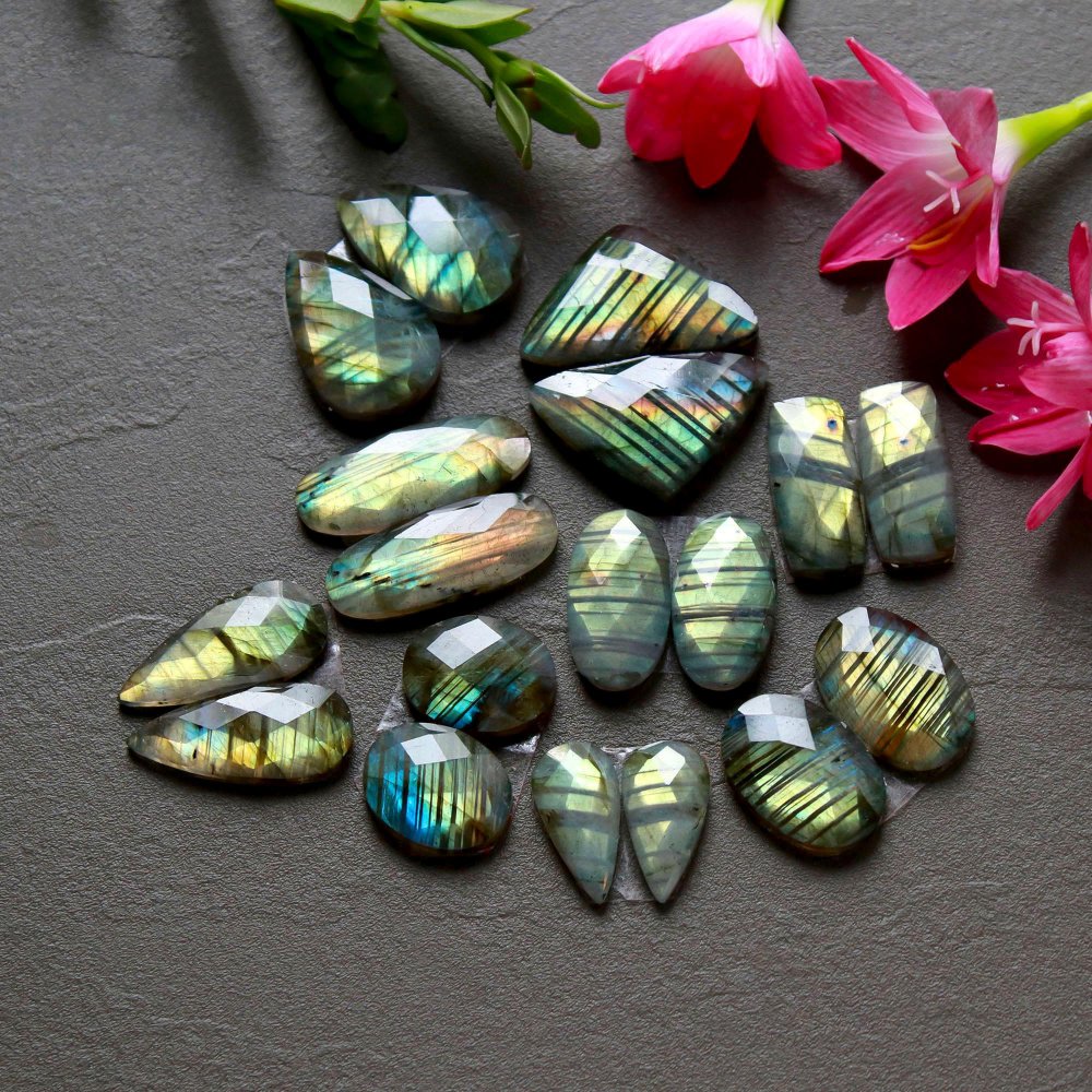 9 Pcs 165 Cts  Natural Labradorite Cut Gemstone, Labradorite Multi Fire Semi-Precious Healing Crystal Lots 8x13-10x22mm #12564