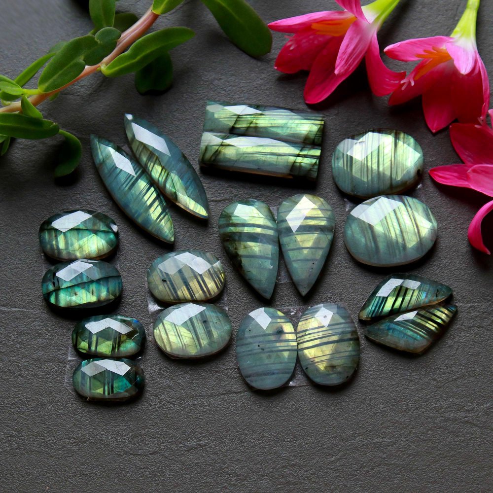 9 Pcs 174 Cts  Natural Labradorite Cut Gemstone, Labradorite Multi Fire Semi-Precious Healing Crystal Lots 9x14-8x30mm #12567