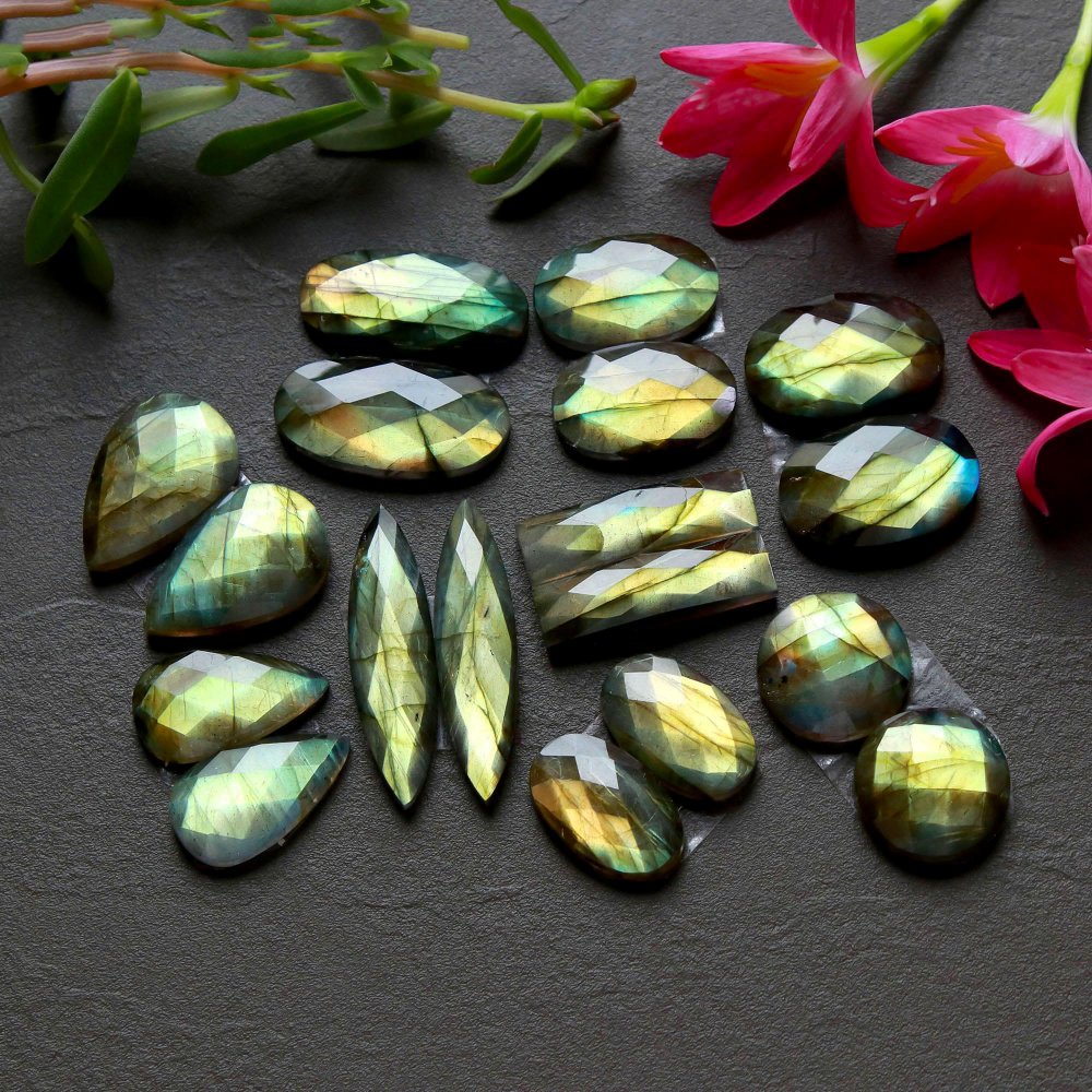 9 Pcs 201 Cts  Natural Labradorite Cut Gemstone, Labradorite Multi Fire Semi-Precious Healing Crystal Lots 13x13-7x33mm #12570