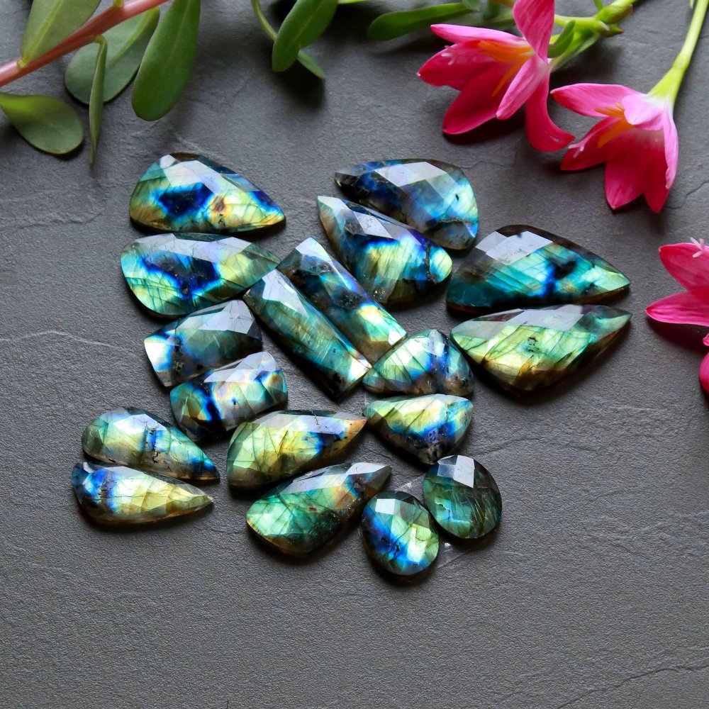 9 Pcs 229 Cts  Natural Labradorite Cut Gemstone, Labradorite Multi Fire Semi-Precious Healing Crystal Lots 12x15-15x32mm #12573