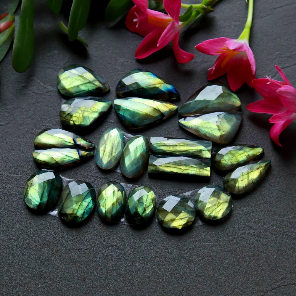 10 Pcs 203 Cts  Natural Labradorite Cut Gemstone, Labradorite Multi Fire Semi-Precious Healing Crystal Lots 13x13-13x24mm #12576