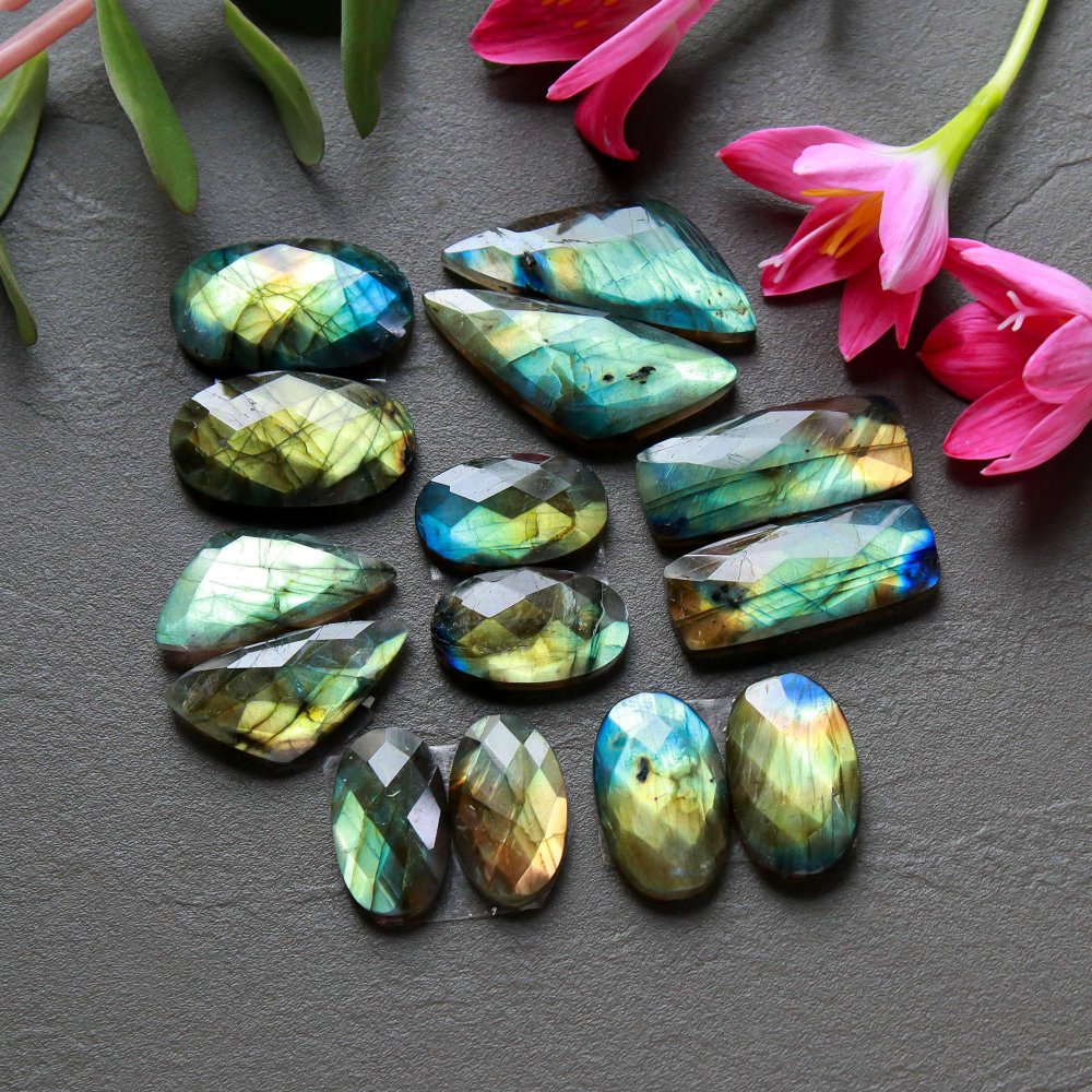 7 Pcs 172 Cts  Natural Labradorite Cut Gemstone, Labradorite Multi Fire Semi-Precious Healing Crystal Lots 11x19-14x34mm #12579