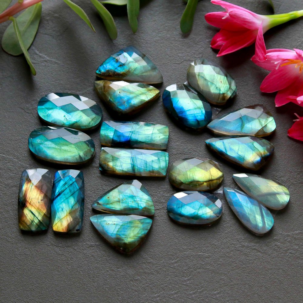 9 Pcs 216 Cts  Natural Labradorite Cut Gemstone, Labradorite Multi Fire Semi-Precious Healing Crystal Lots 10x22-10x23mm #12583