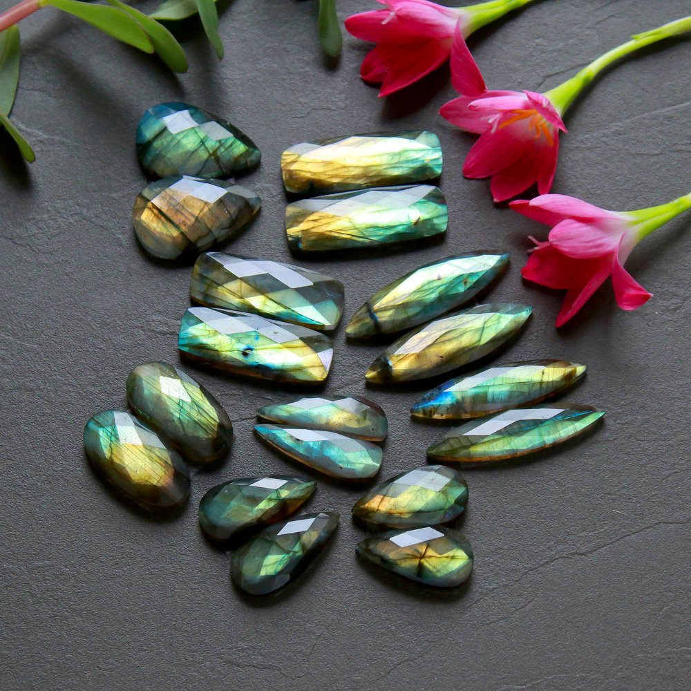 9 Pcs 230 Cts  Natural Labradorite Cut Gemstone, Labradorite Multi Fire Semi-Precious Healing Crystal Lots 8x21-10x34mm #12585