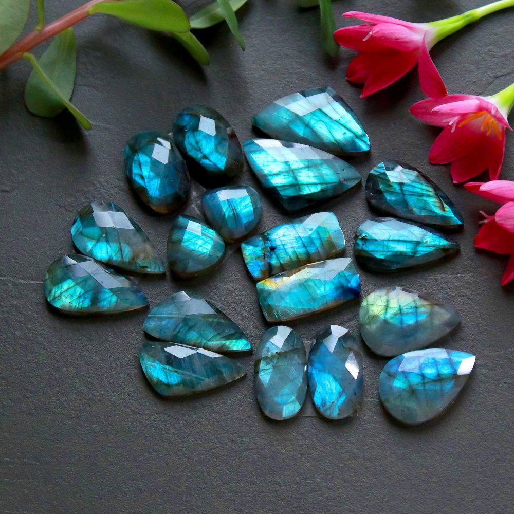 9 Pcs 220 Cts  Natural Labradorite Cut Gemstone, Labradorite Multi Fire Semi-Precious Healing Crystal Lots 11x12-15x28mm #12588