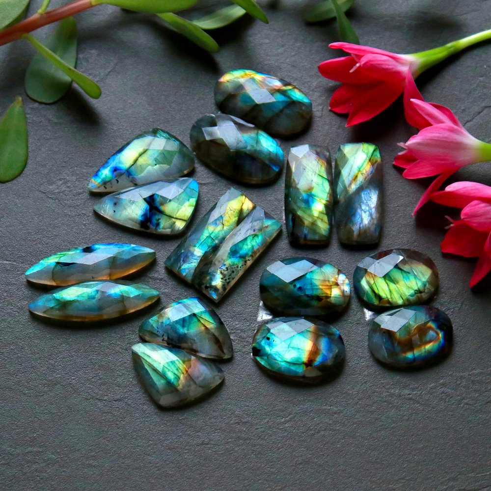 8 Pcs 184 Cts  Natural Labradorite Cut Gemstone, Labradorite Multi Fire Semi-Precious Healing Crystal Lots 13x20-8x32mm #12592