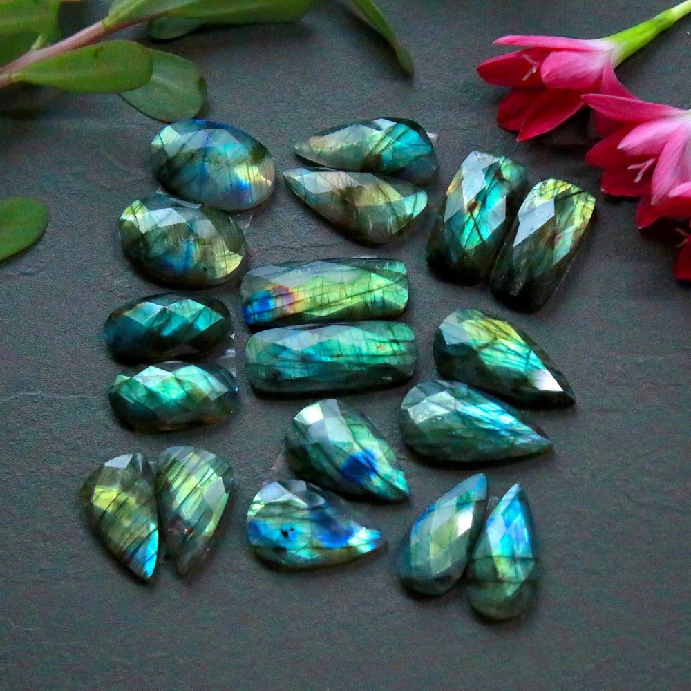 9 Pcs 221 Cts  Natural Labradorite Cut Gemstone, Labradorite Multi Fire Semi-Precious Healing Crystal Lots 11x19-10x28mm #12599